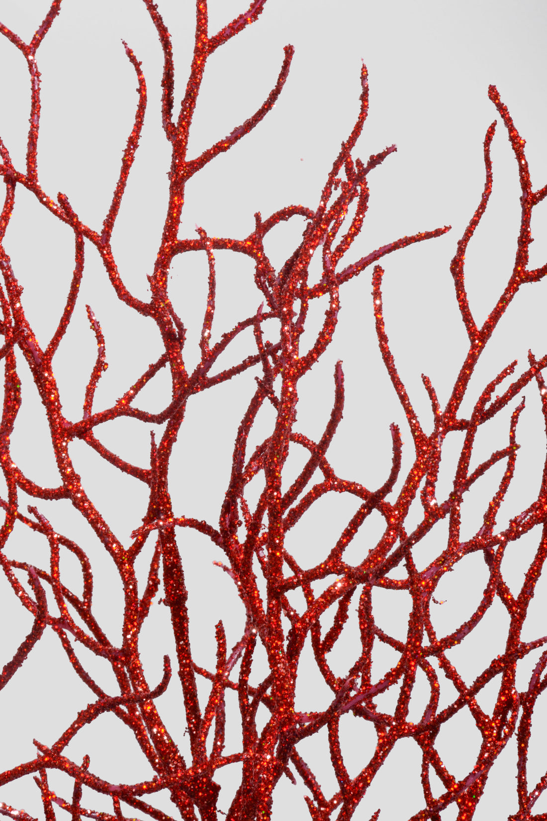 34" Glitter Twig Spray Red