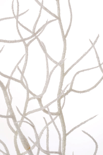 34" Glitter Twig Spray White