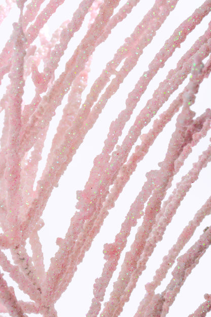 24" Glitter Pine Needle Berry Stem Pink