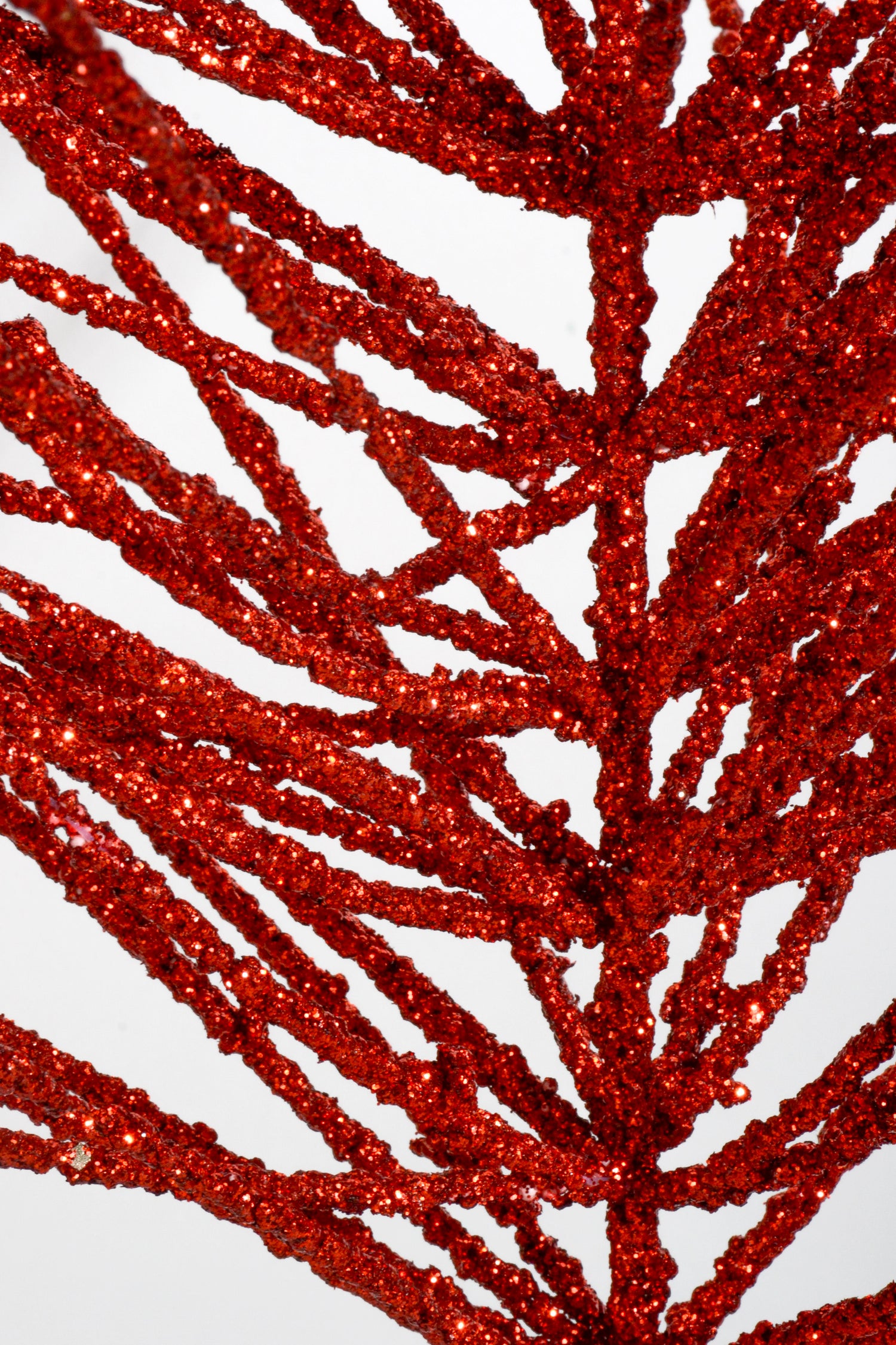 24" Glitter Pine Needle Berry Stem Red