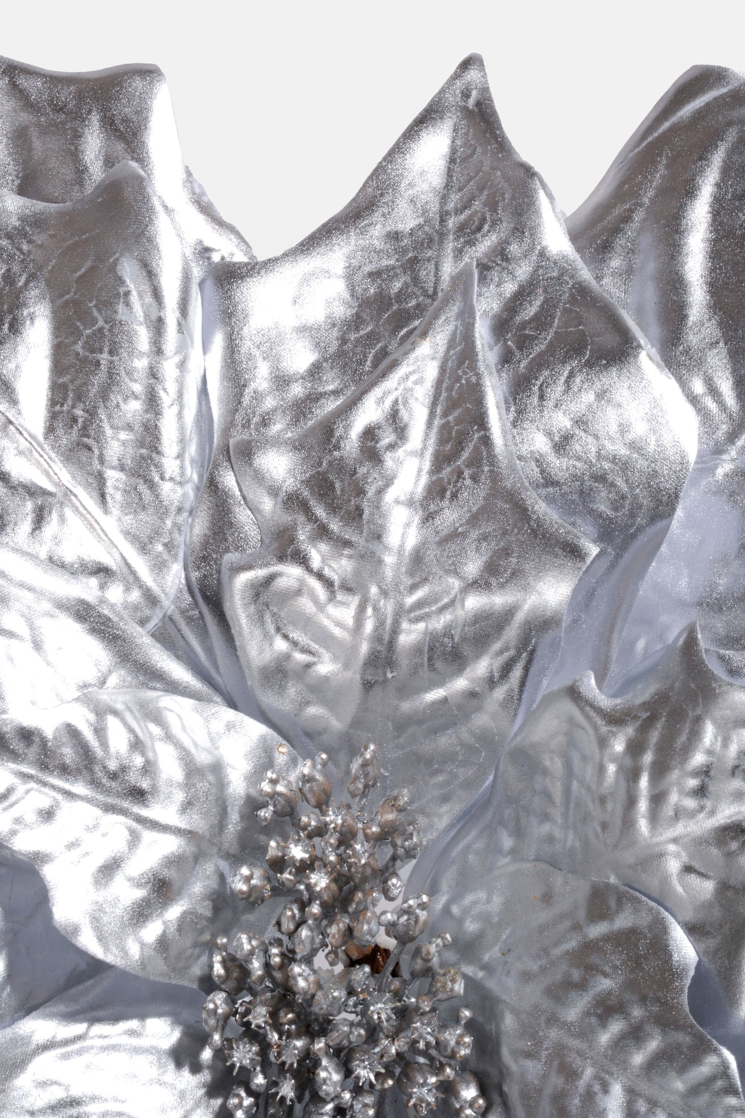 27" Metallic Poinsettia Spray Silver