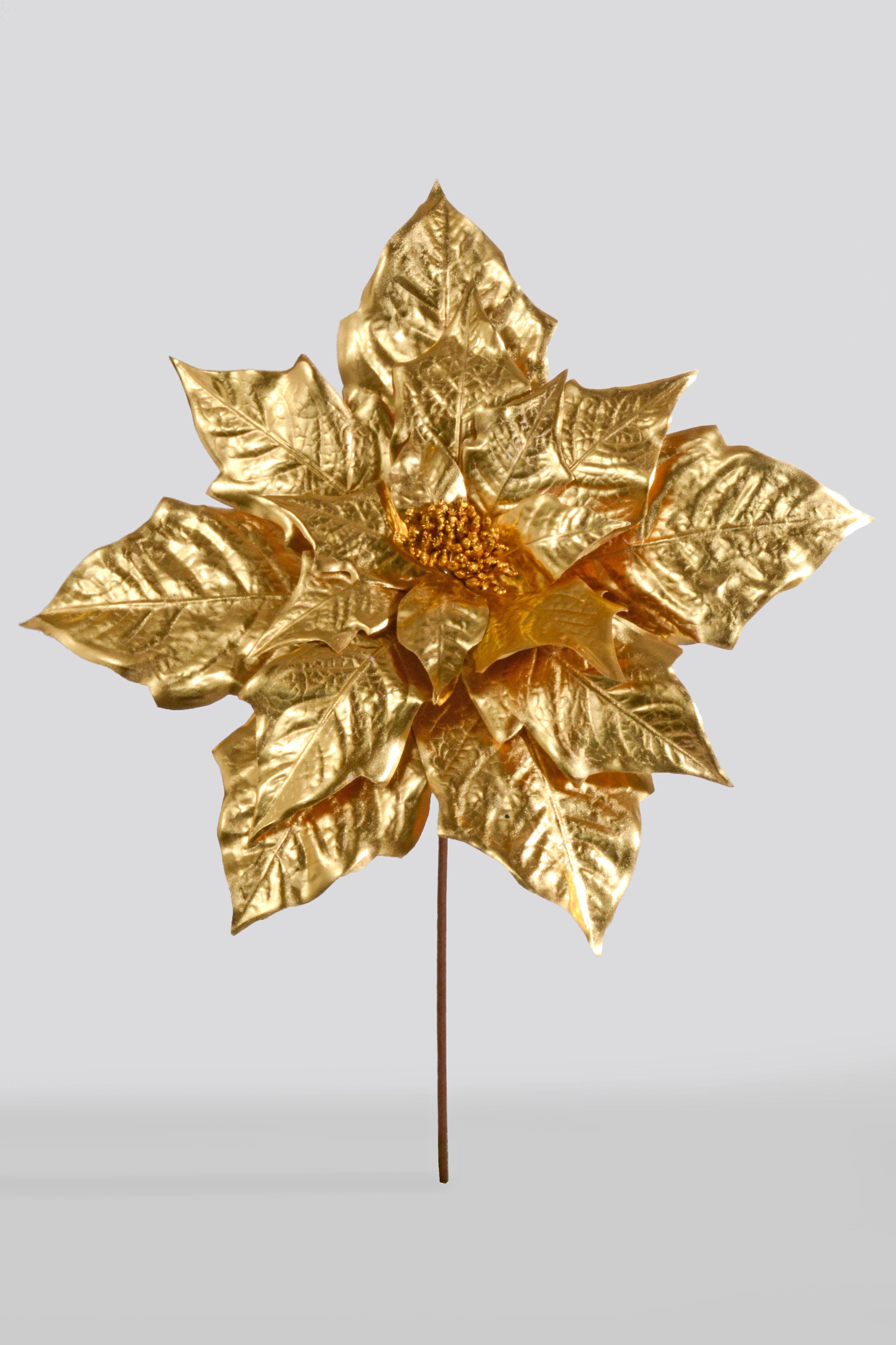 27" Metallic Poinsettia Spray Gold