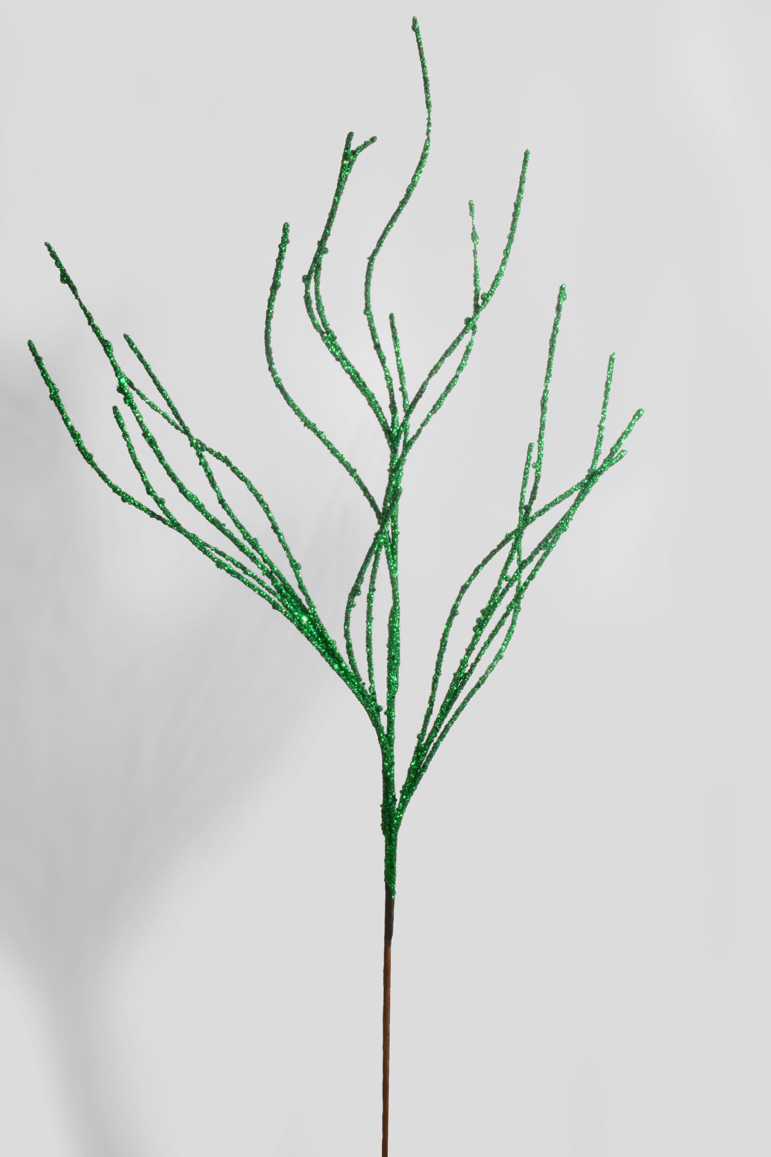 36" Twig Glitter Spray Emerald Green