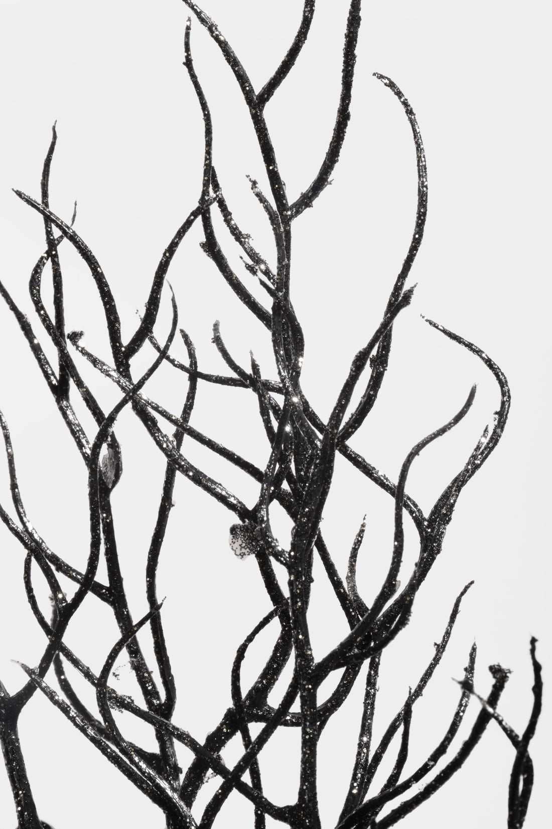 34" Glitter Twig Spray Black