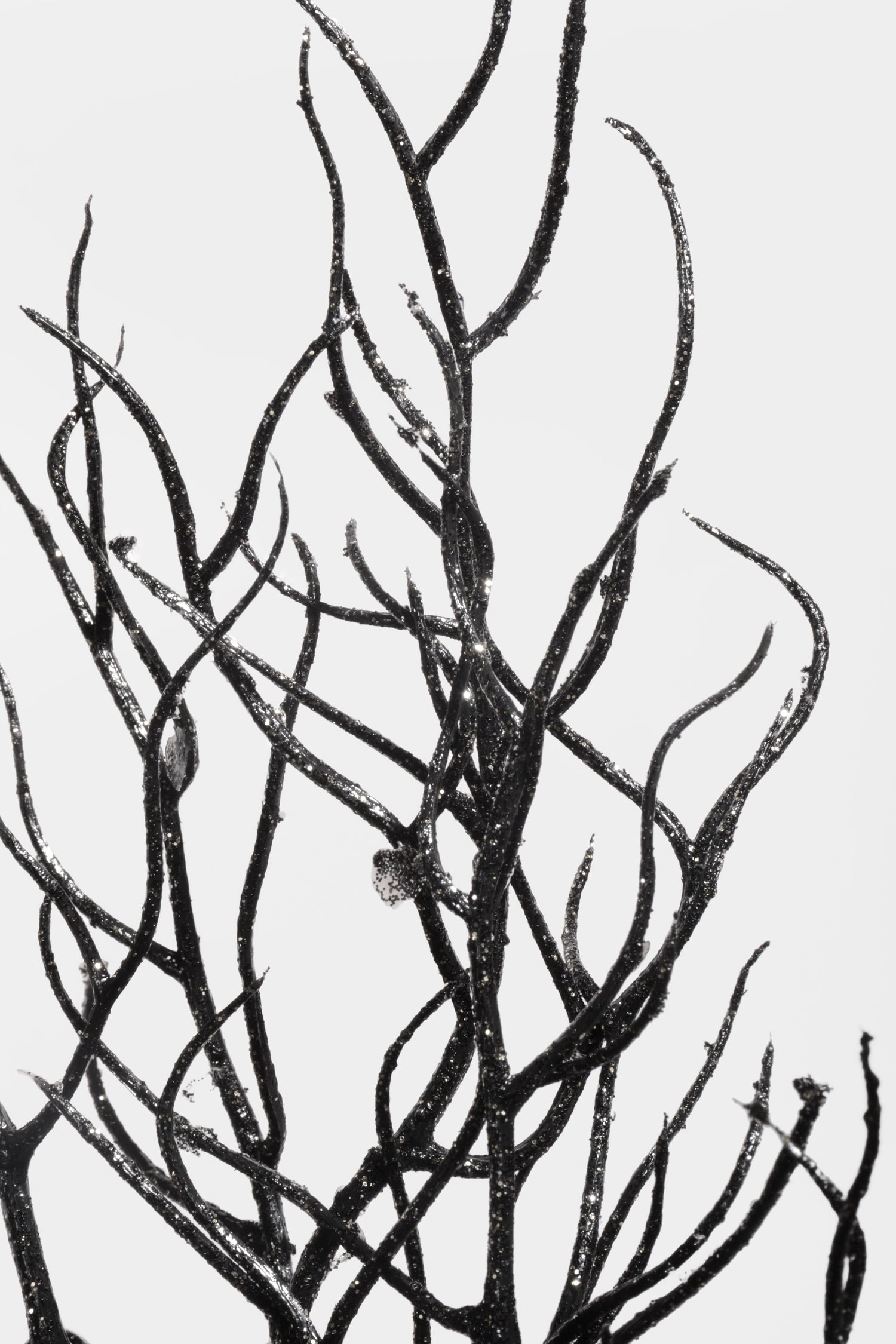 34" Glitter Twig Spray Black