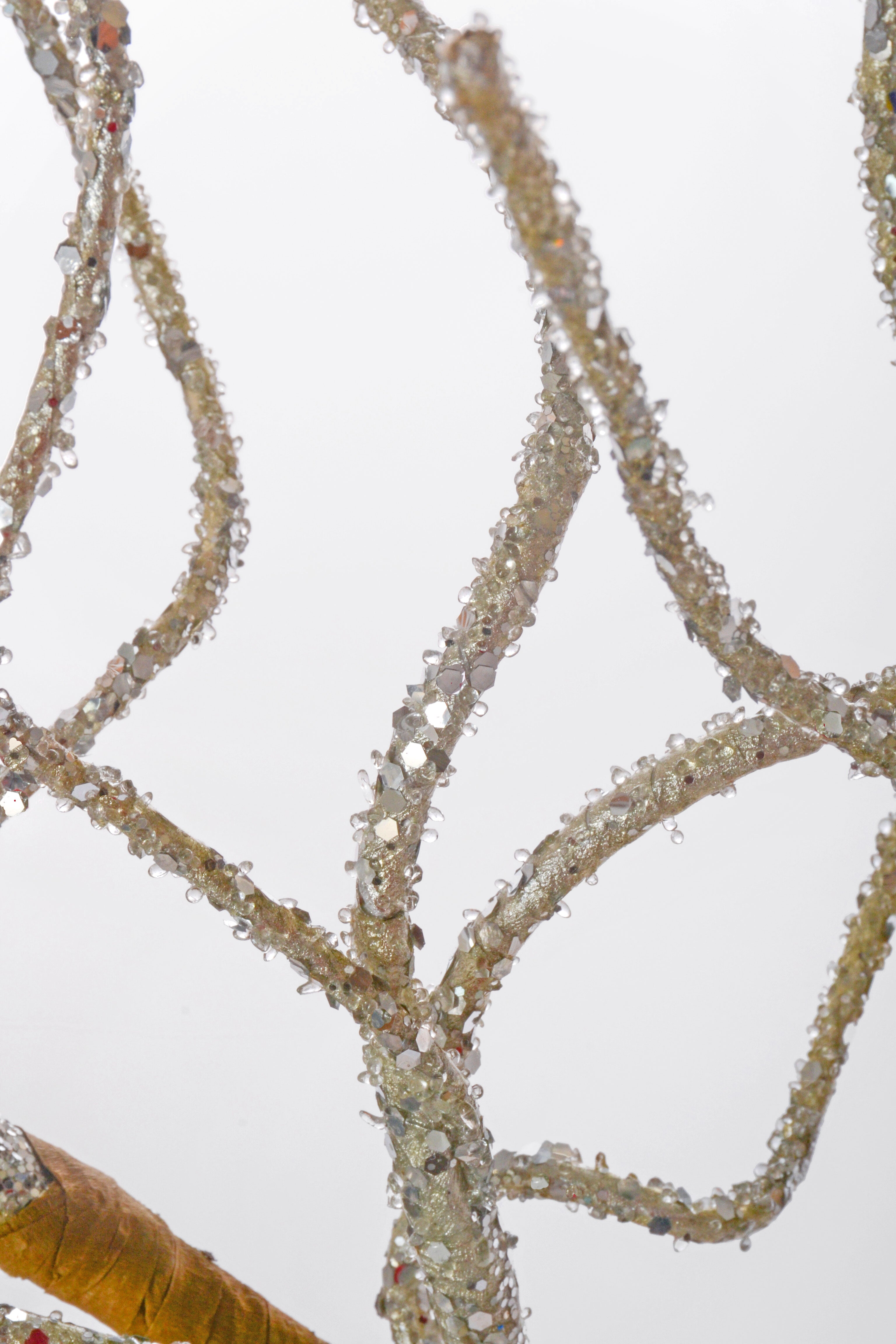 36" Glitter Twigs Spray Silver