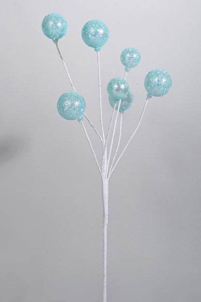 21" Glitter Sugar Ball Spray Blue