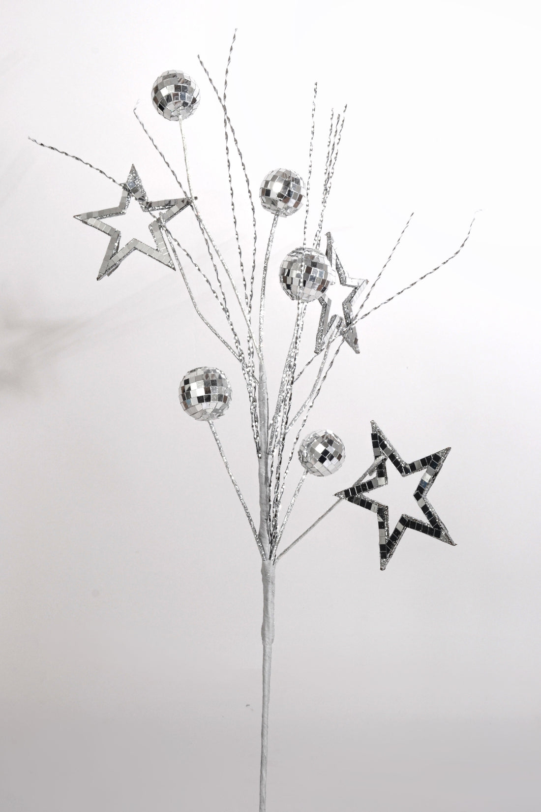 28" Mirrored Open Star With Ball Spray Shine Silver