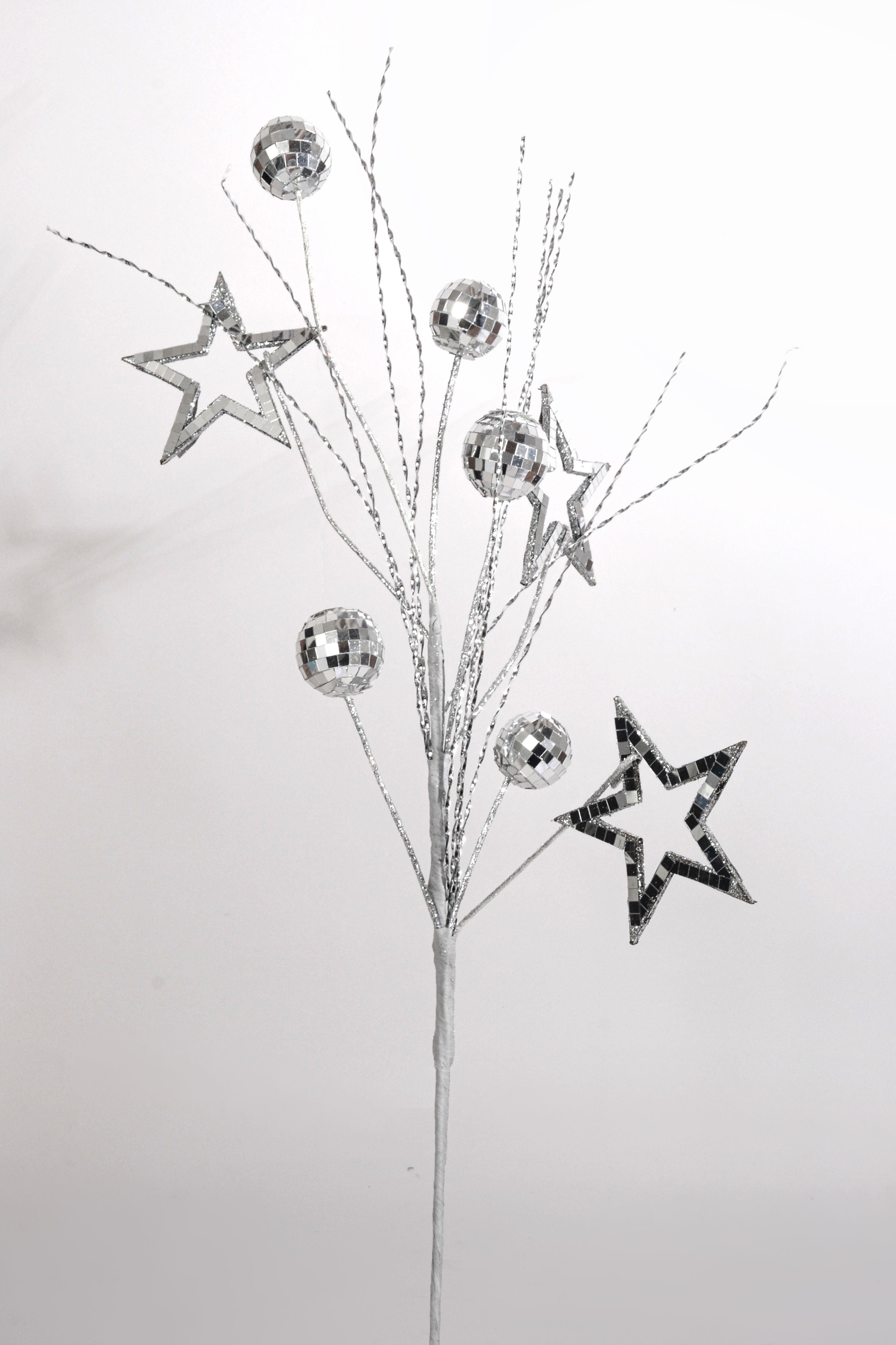 28" Mirrored Open Star With Ball Spray Shine Silver