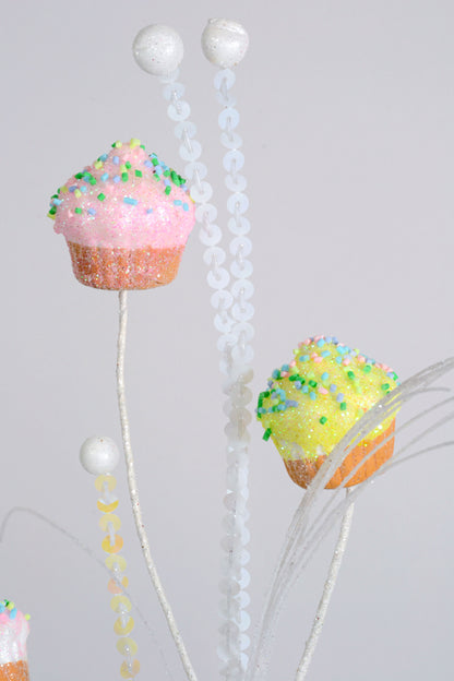 29" Mini Cupcake Spray White