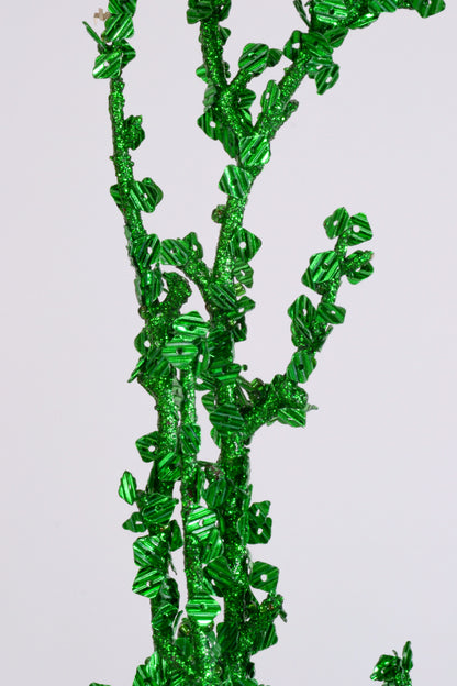 32" Iced Sequin Bead Spray Green