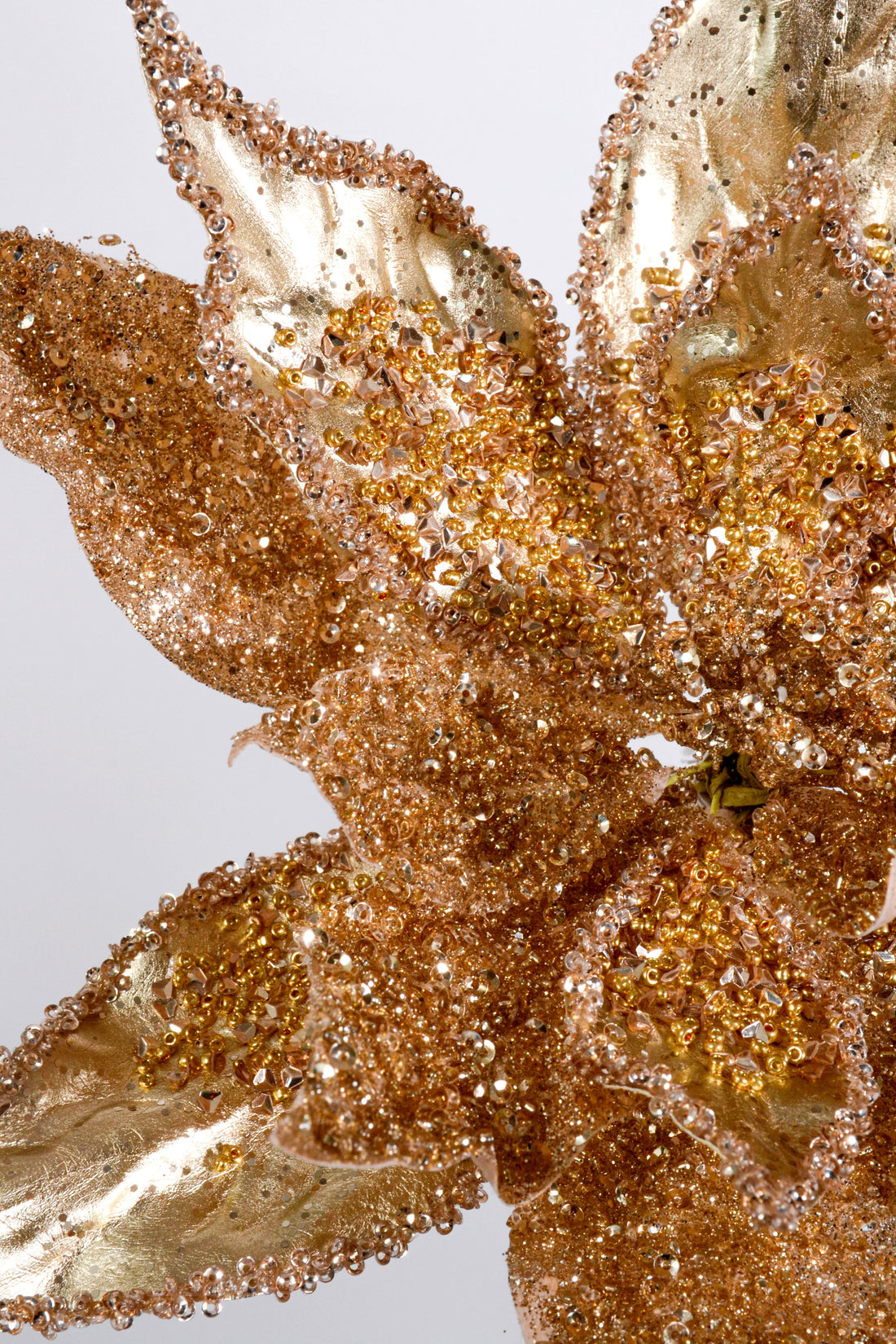 26" Metallic Beaded Poinsettia Stem Champagne