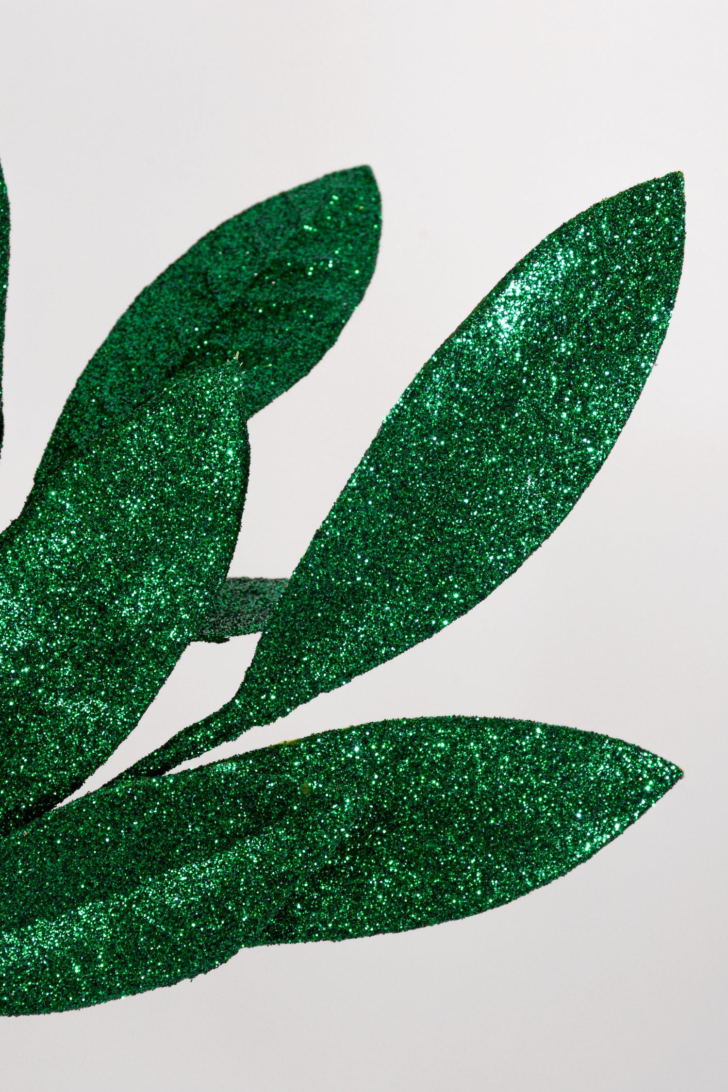 21" Glitter Sparkling Bay Leaf Spray Holiday Green