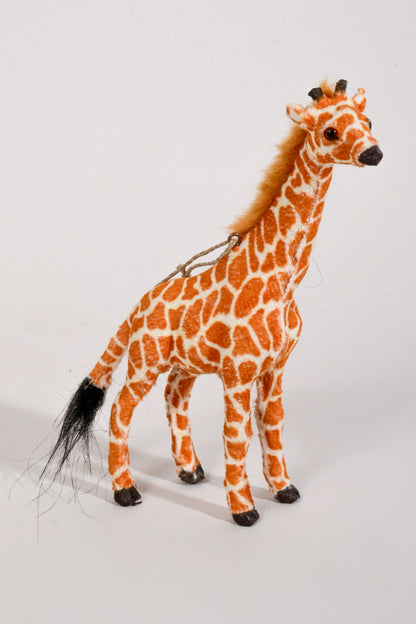 6.5" Fur Giraffe Ornament Brown/White