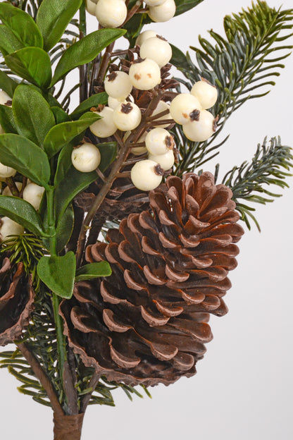 16.5" Uv Berry Cone Fir Pick White