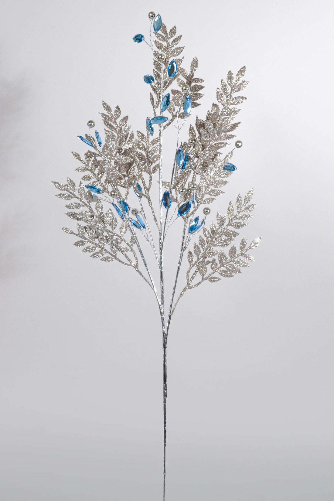 30" Jewel Leaf Spray Champagne/Blue