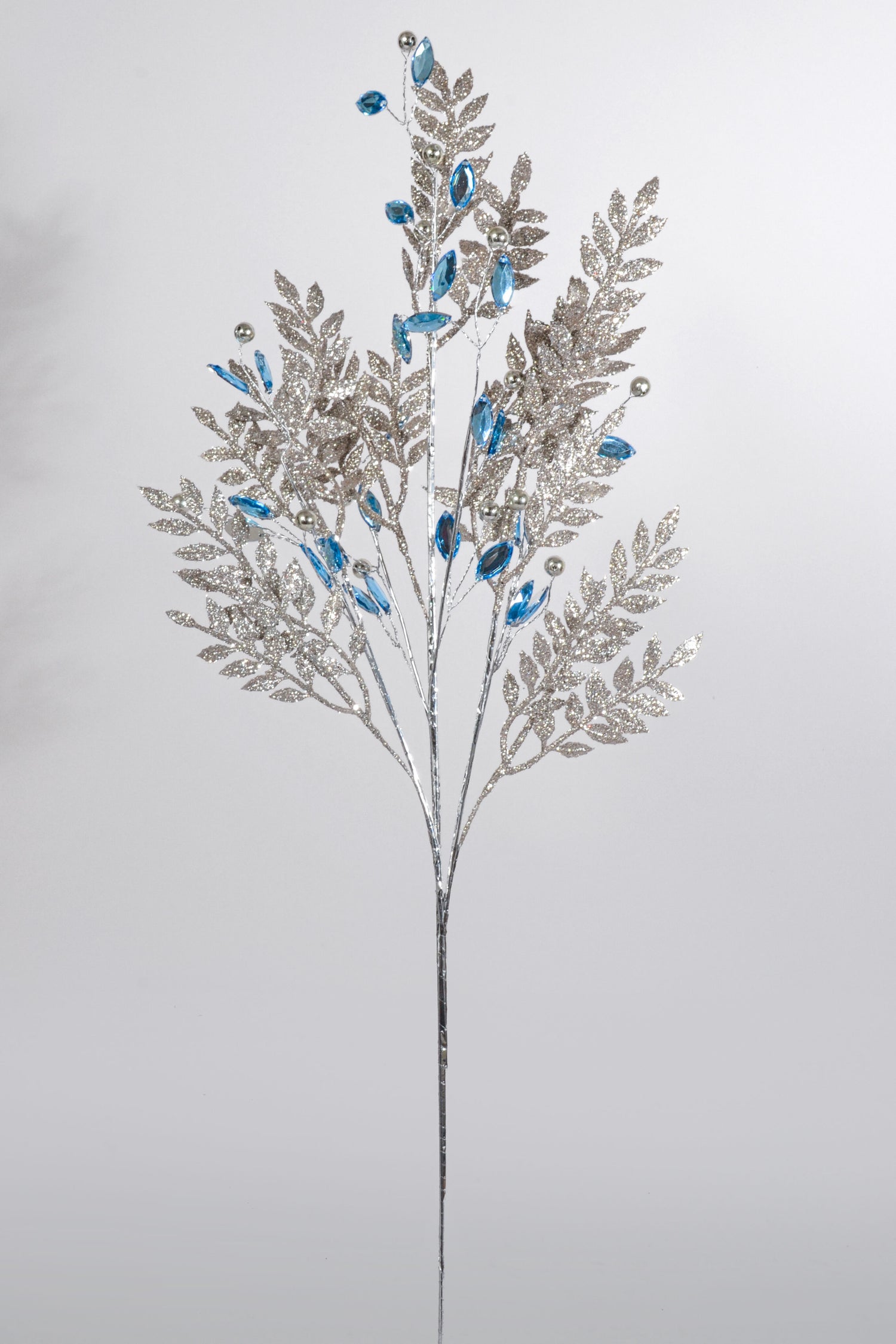 30" Jewel Leaf Spray Champagne/Blue