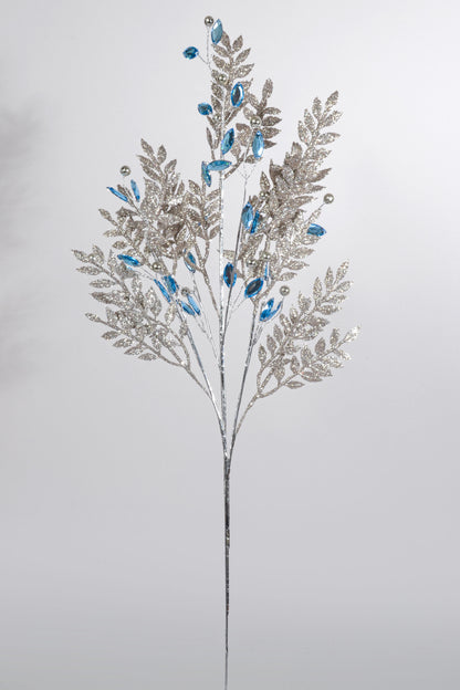 30" Jewel Leaf Spray Champagne/Blue