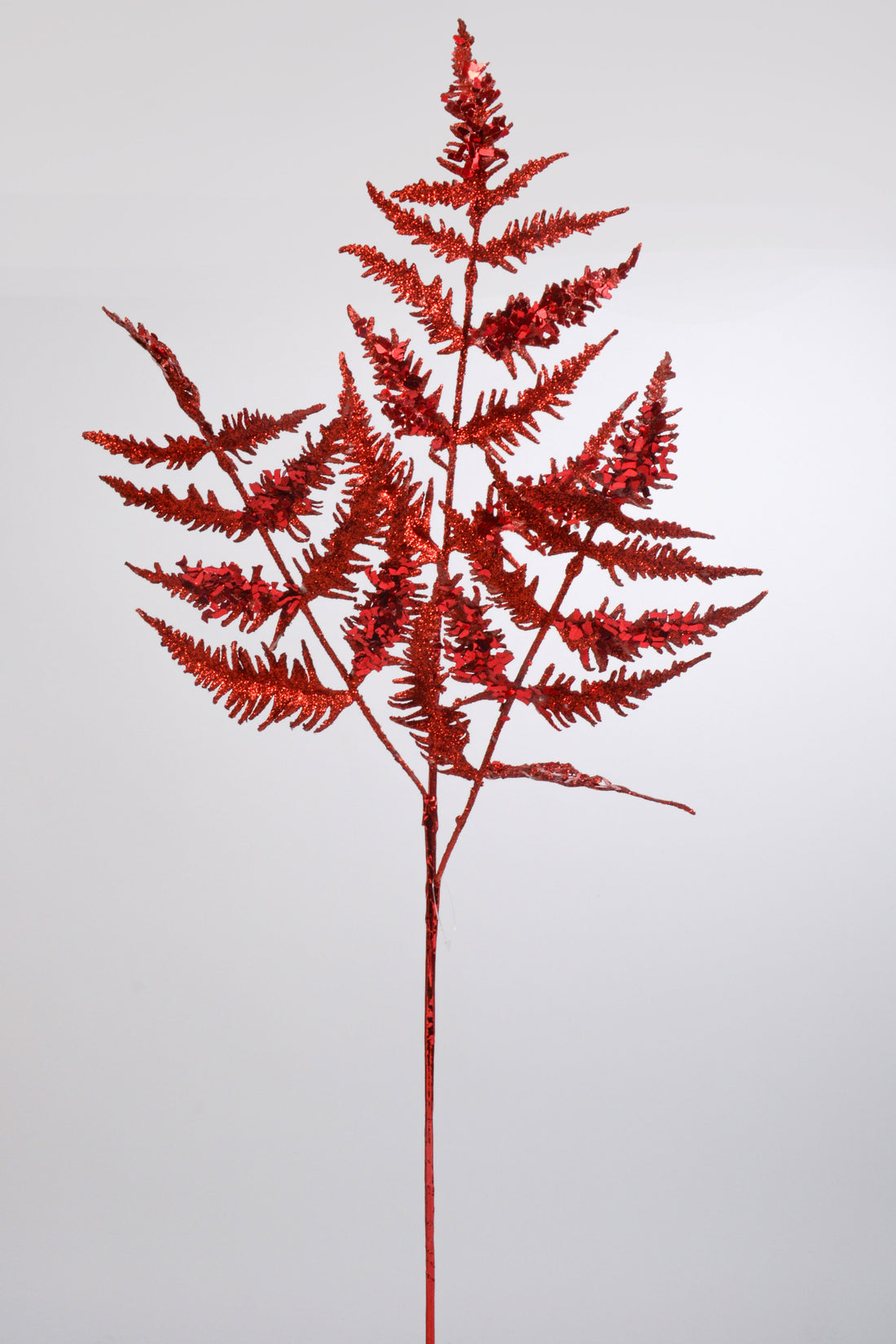 31" Metallic Leaf Spray With Glitter Red