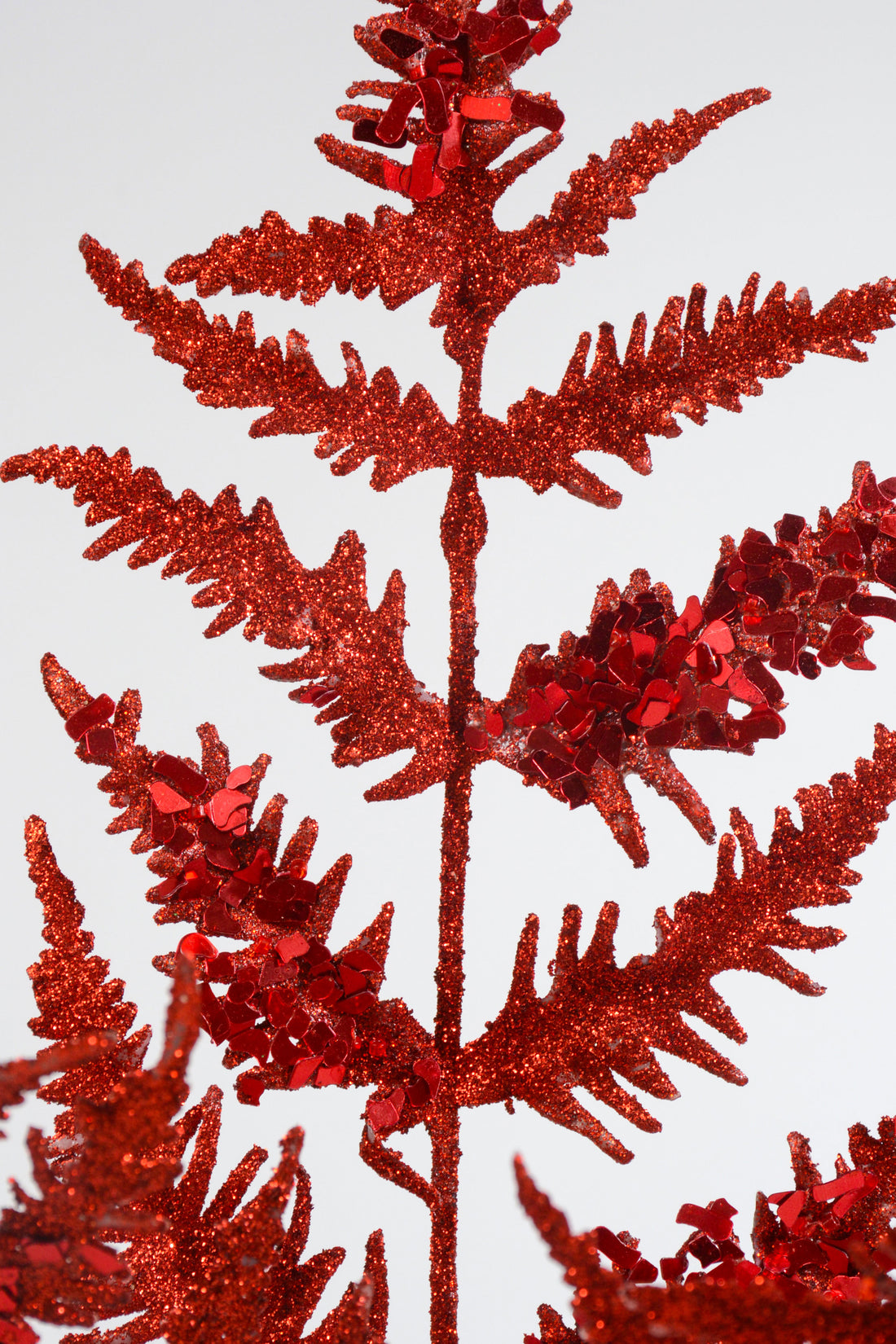 31" Metallic Leaf Spray With Glitter Red