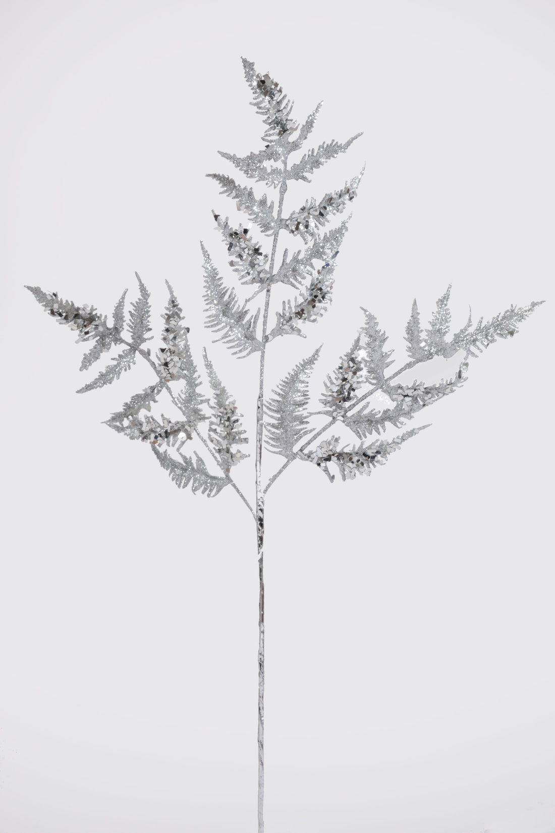 31" Metallic Leaf Spray With Glitter Silver