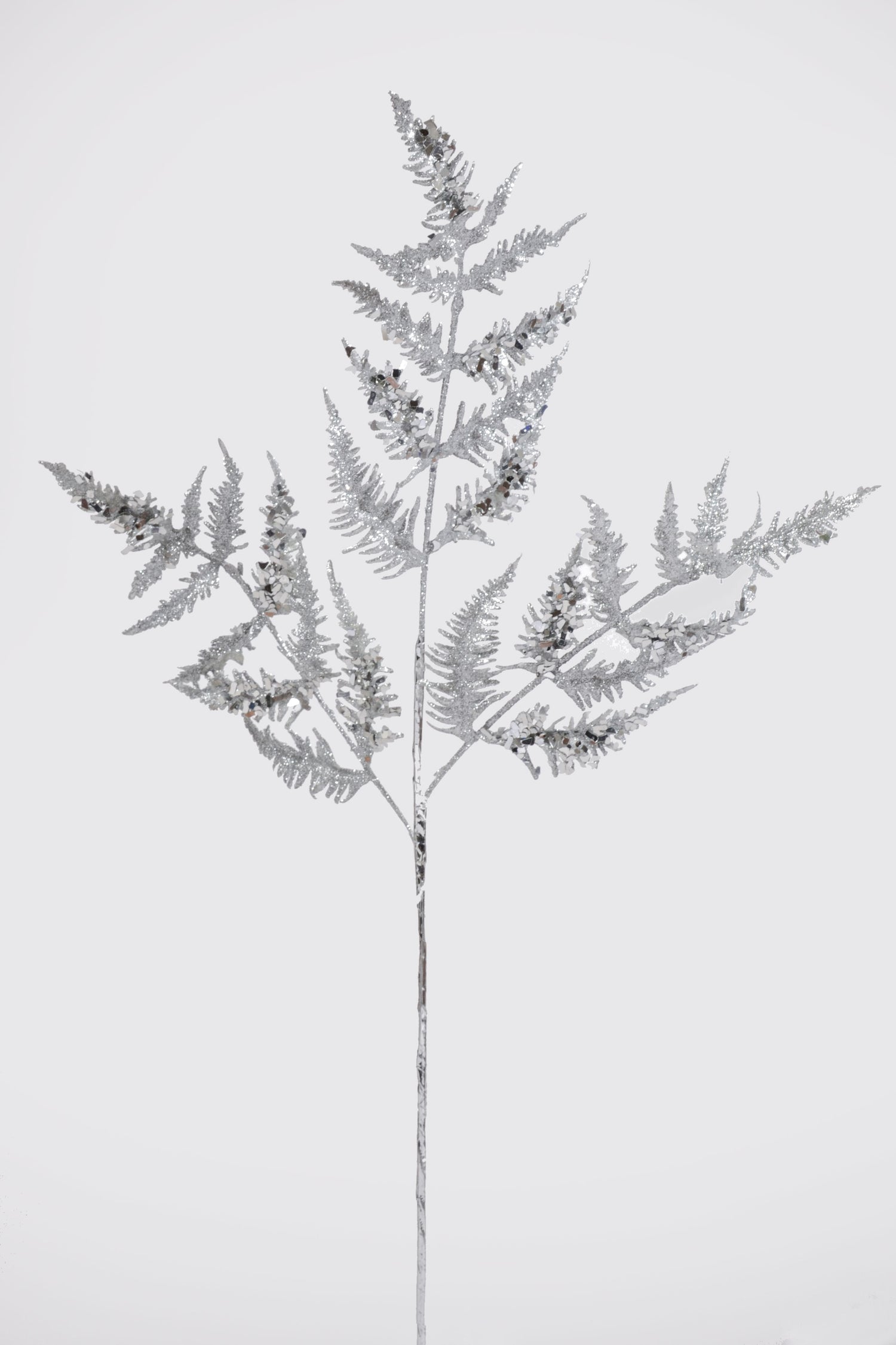 31" Metallic Leaf Spray With Glitter Silver