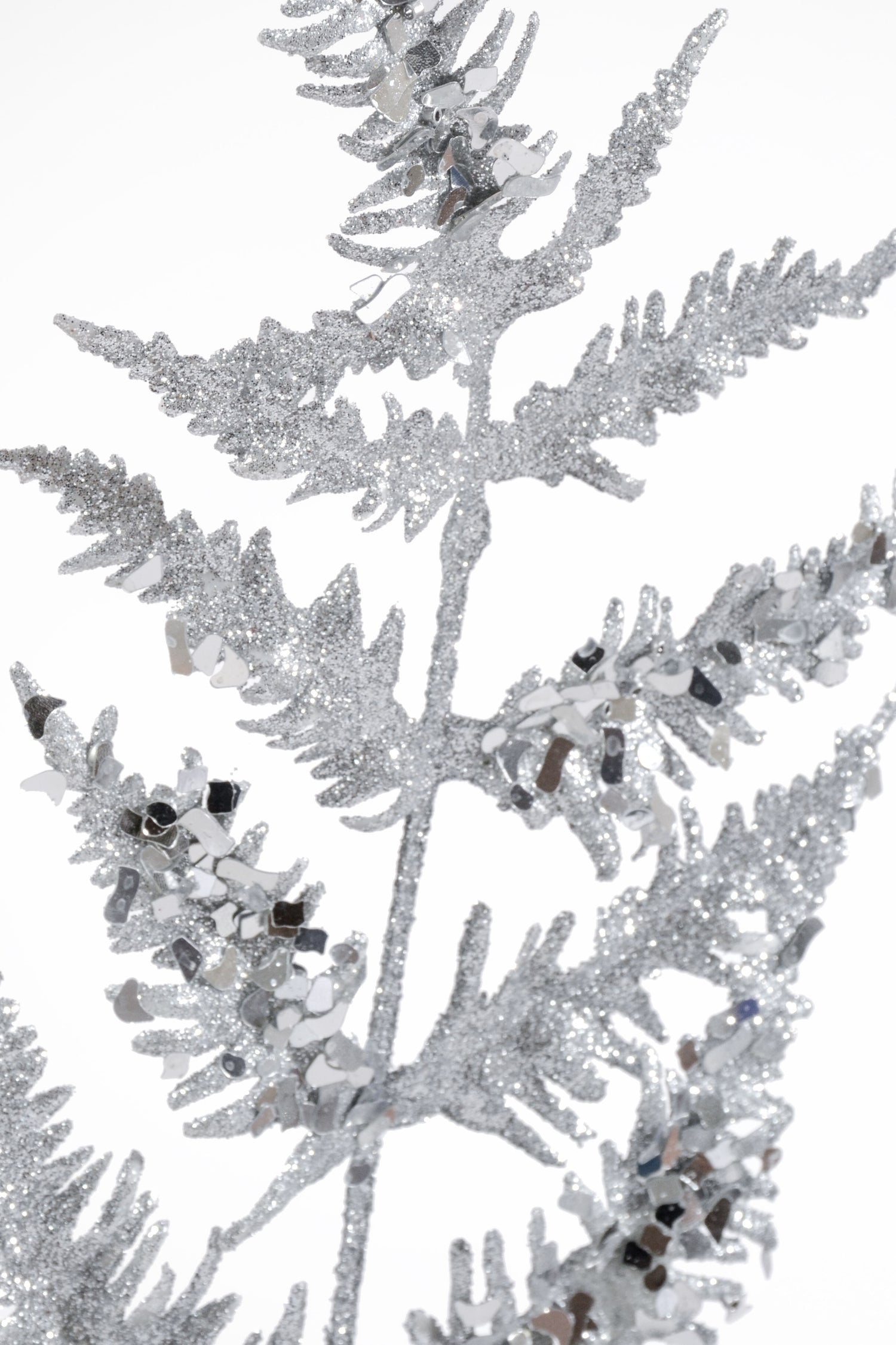 31" Metallic Leaf Spray With Glitter Silver