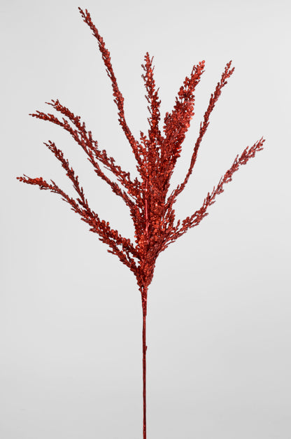 29" Glitter Fern Bush Red