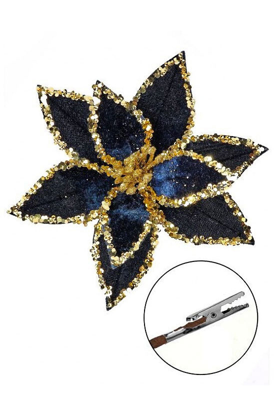 7" Poinsettia Sequin Edge Clip midnight Blue