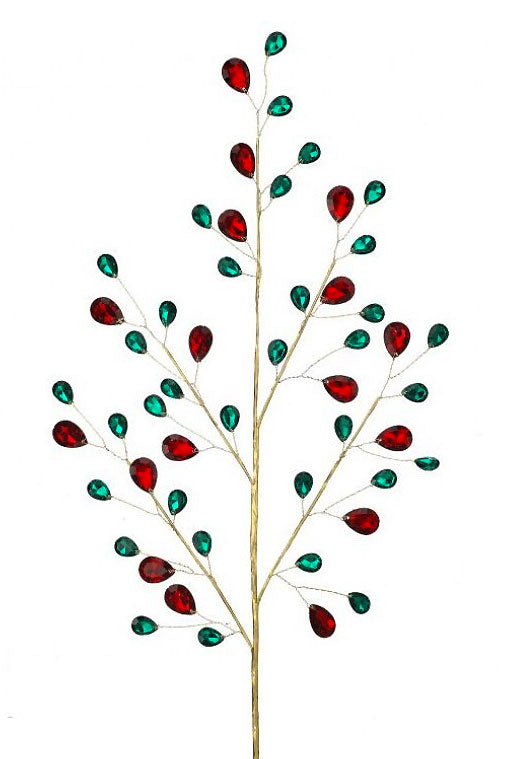 29" Metal Jewel Spray Green/Red
