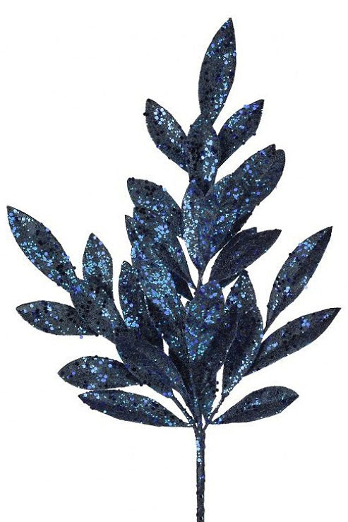 20" Sequin Glitter Laurel Spray Midnight Blue
