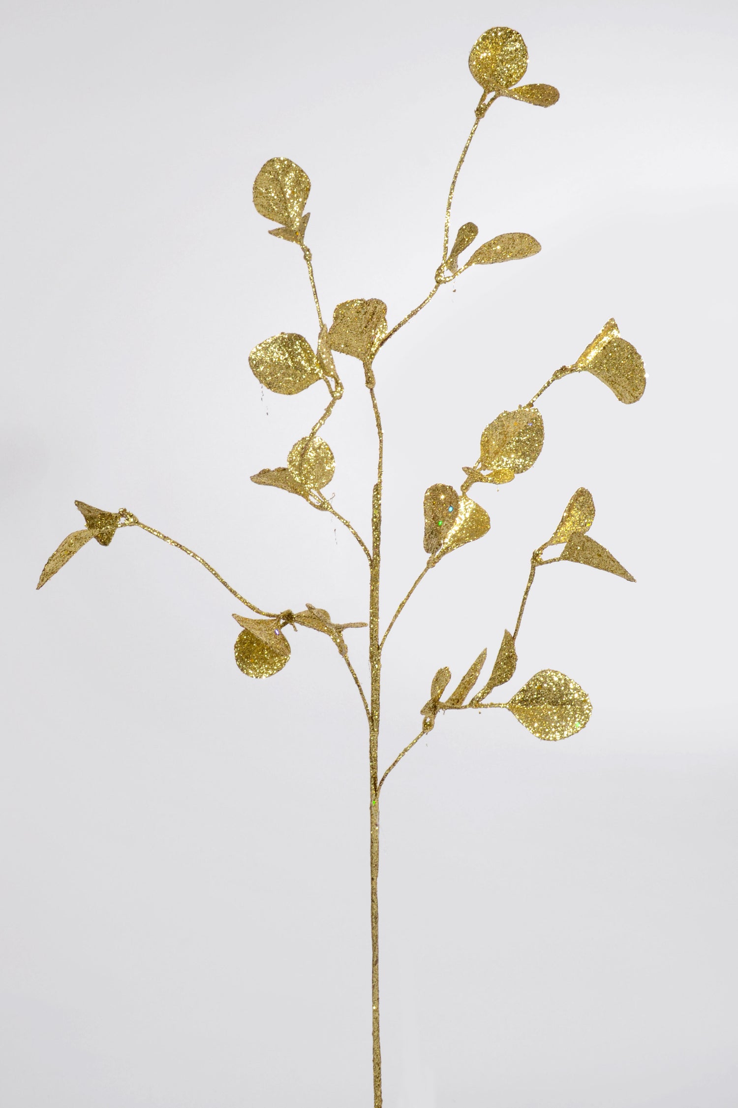 36" Glitter Leaf Spray Gold