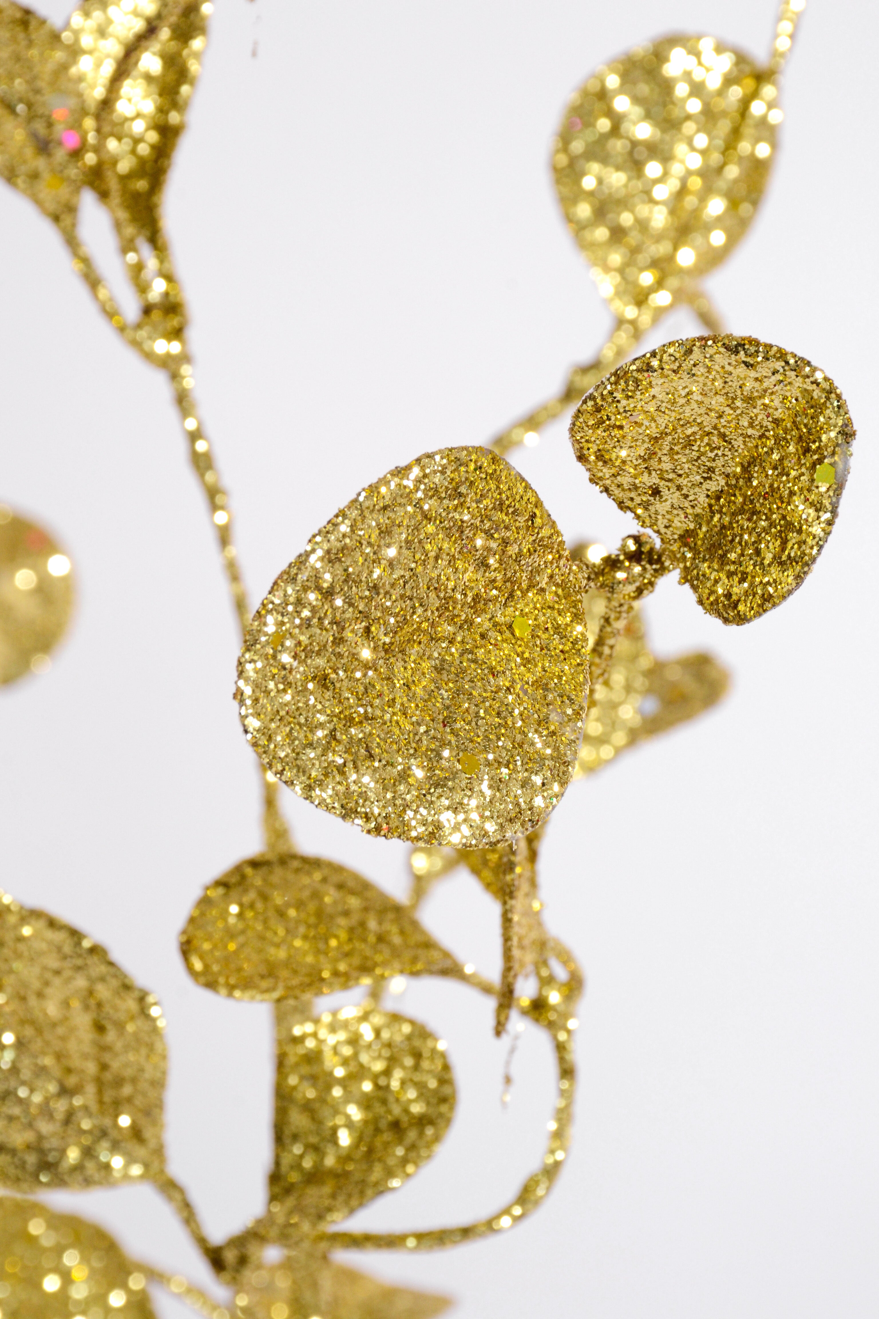 36" Glitter Leaf Spray Gold
