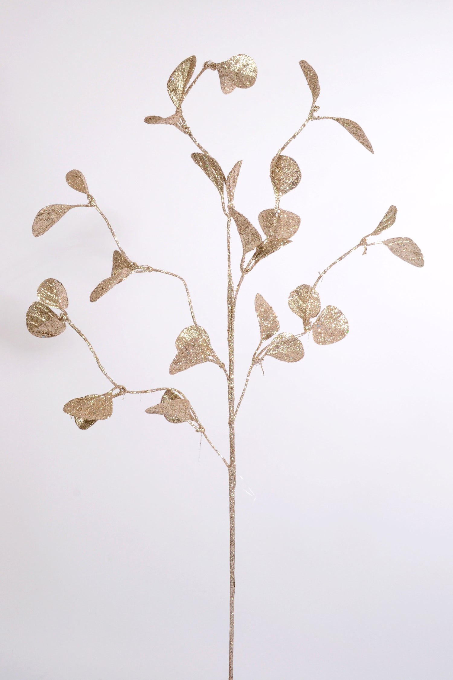 36" Glitter Leaf Spray Platinum