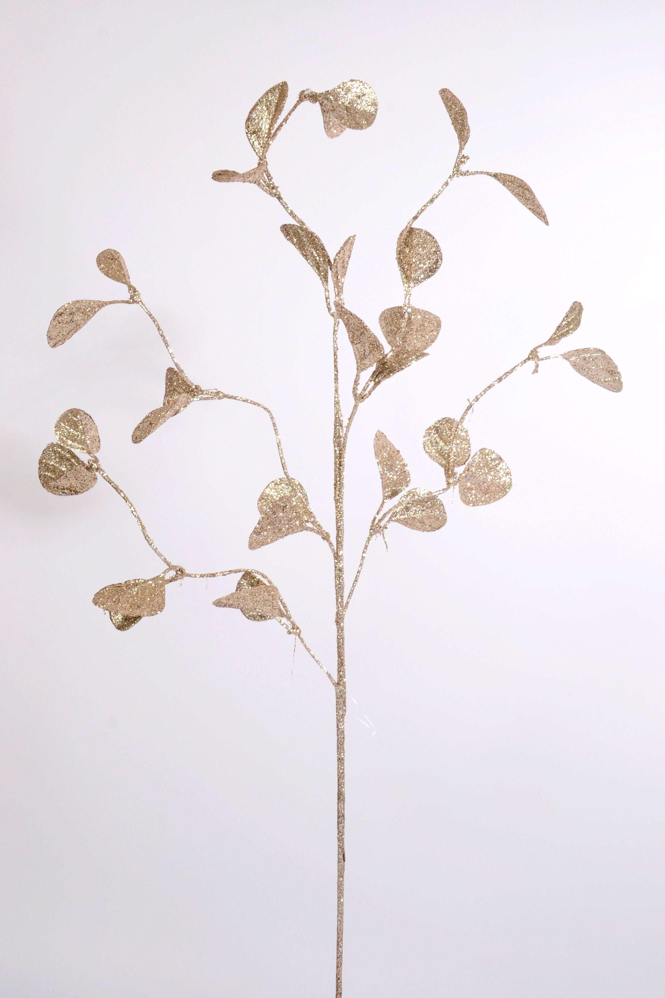 36" Glitter Leaf Spray Platinum