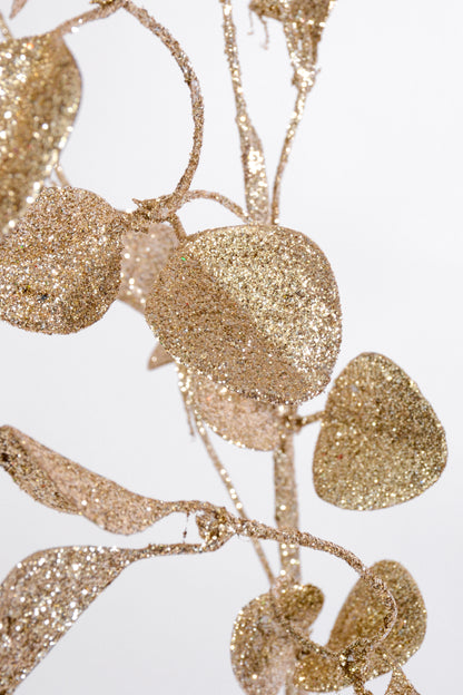 36" Glitter Leaf Spray Platinum