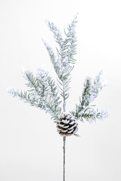 19" Snow Noble Fir Spray Green/White