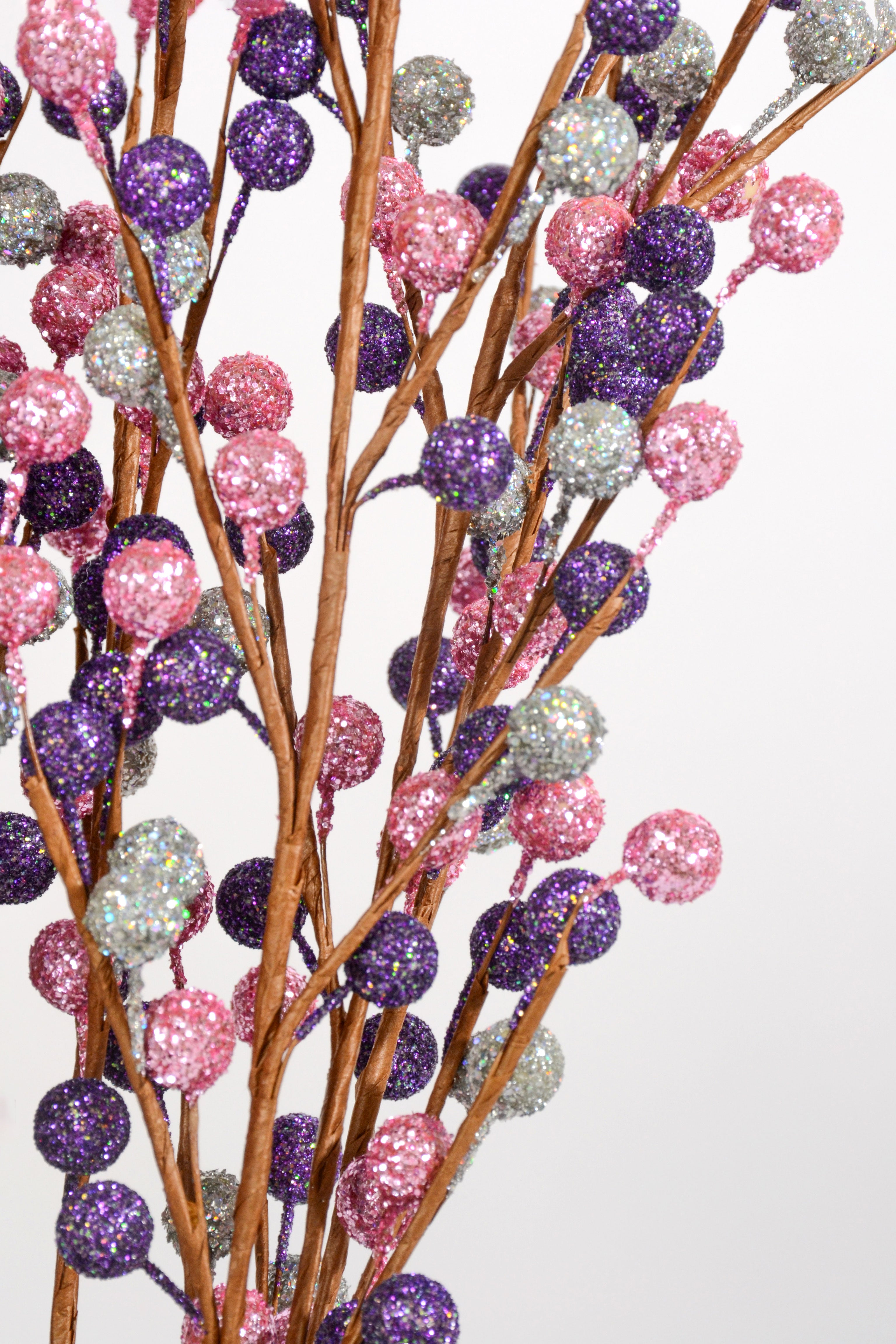 19" Glitter Berry Spray PKG12 Assorted