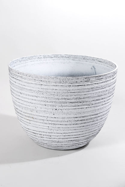 15.5" x 12"  Round Pot White/Grey