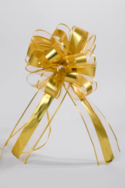Organza Pull Bow Gold Pkg/20
