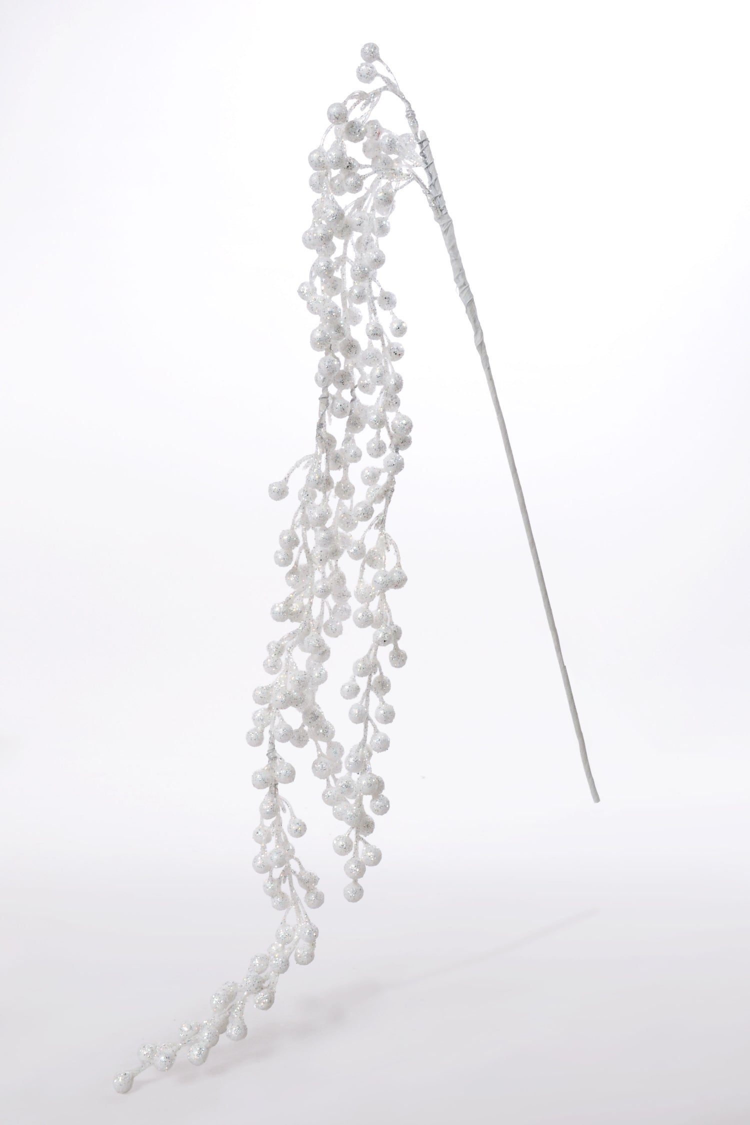 39" Hanging Berry Spray With Glitter White