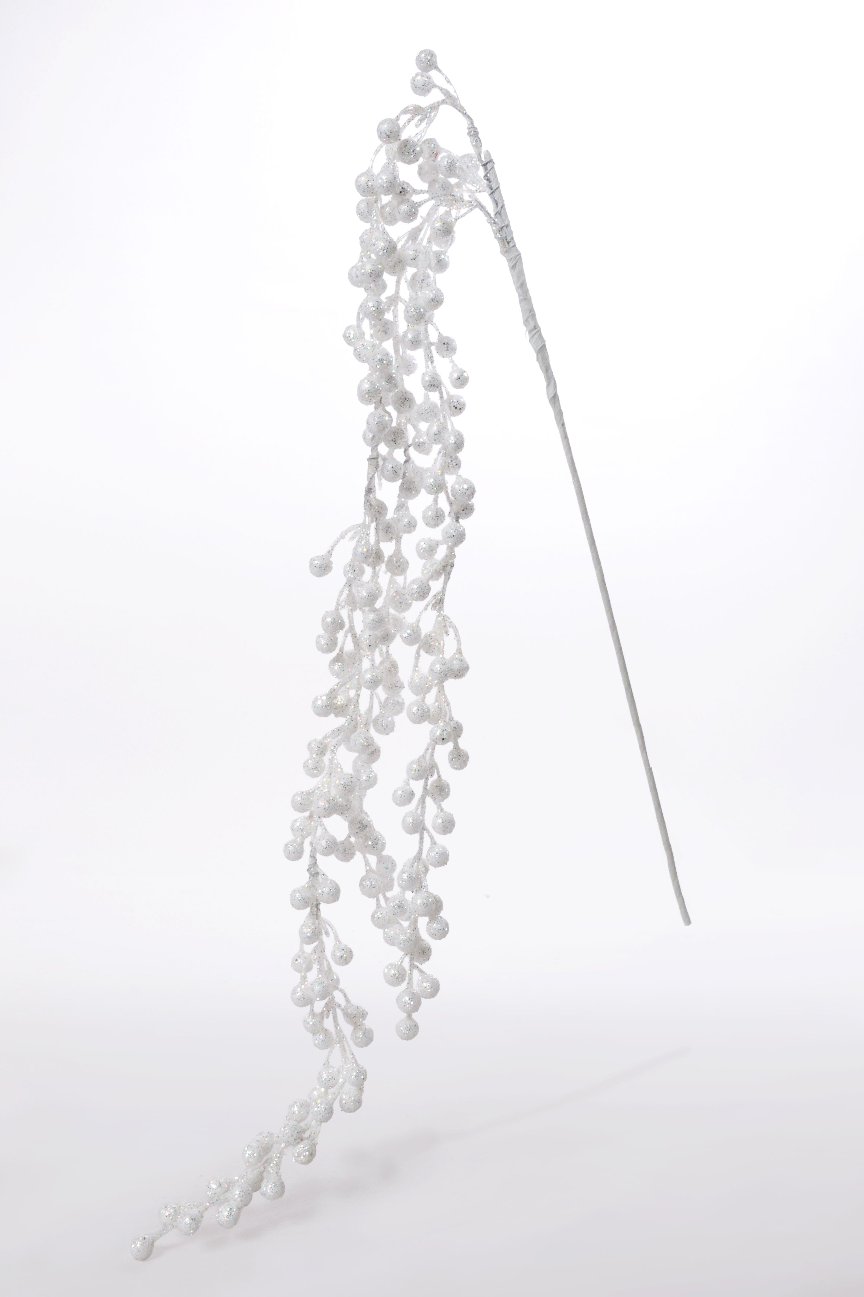 39" Hanging Berry Spray With Glitter White