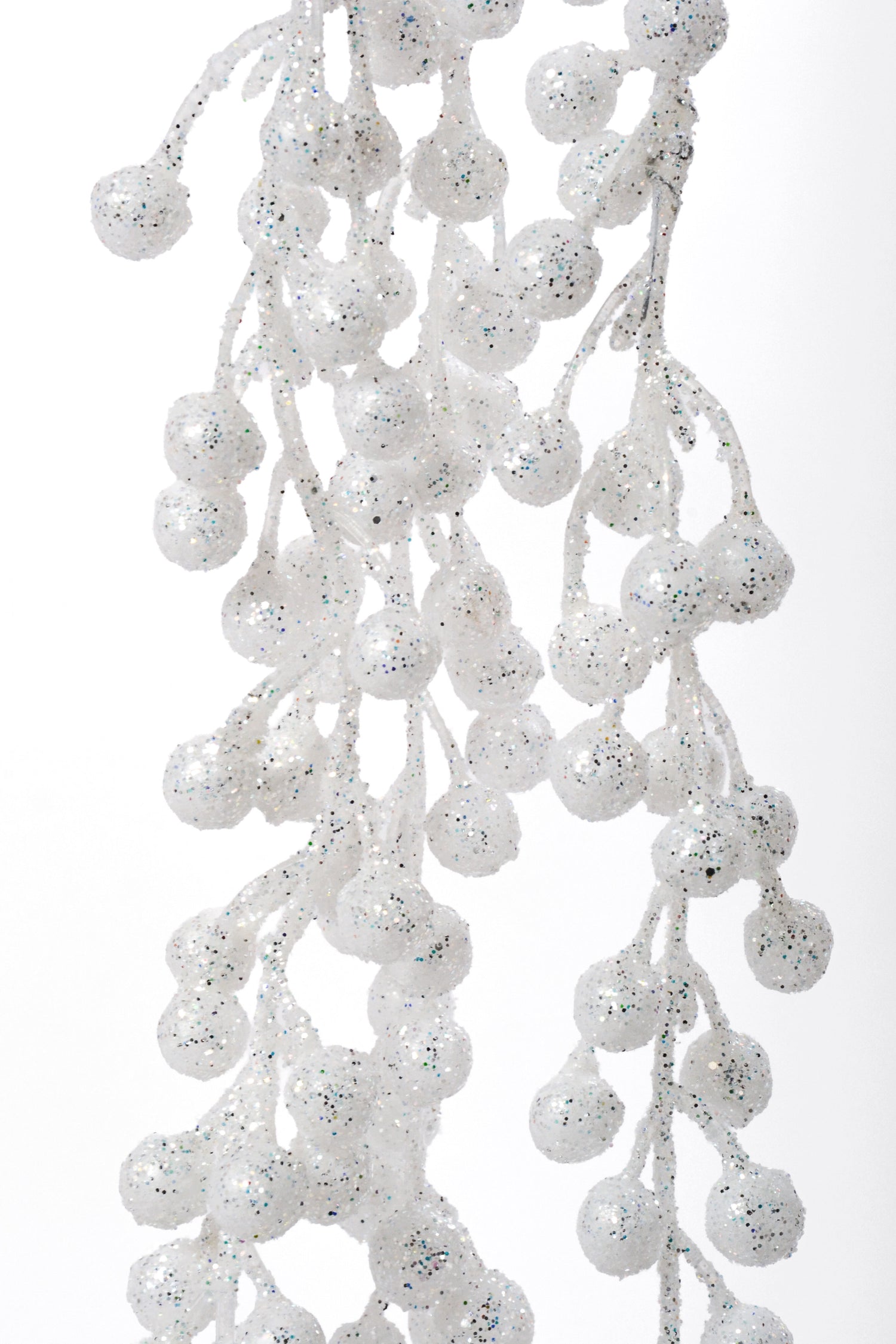 39" Hanging Berry Spray With Glitter White