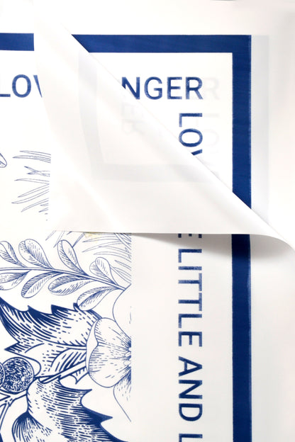 22.5" Flower Wrapping Paper White/Blue Pkg/20