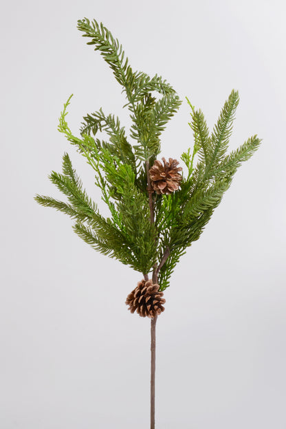 25" Real Touch Cedar Spruce Cone Spray Natural/Green