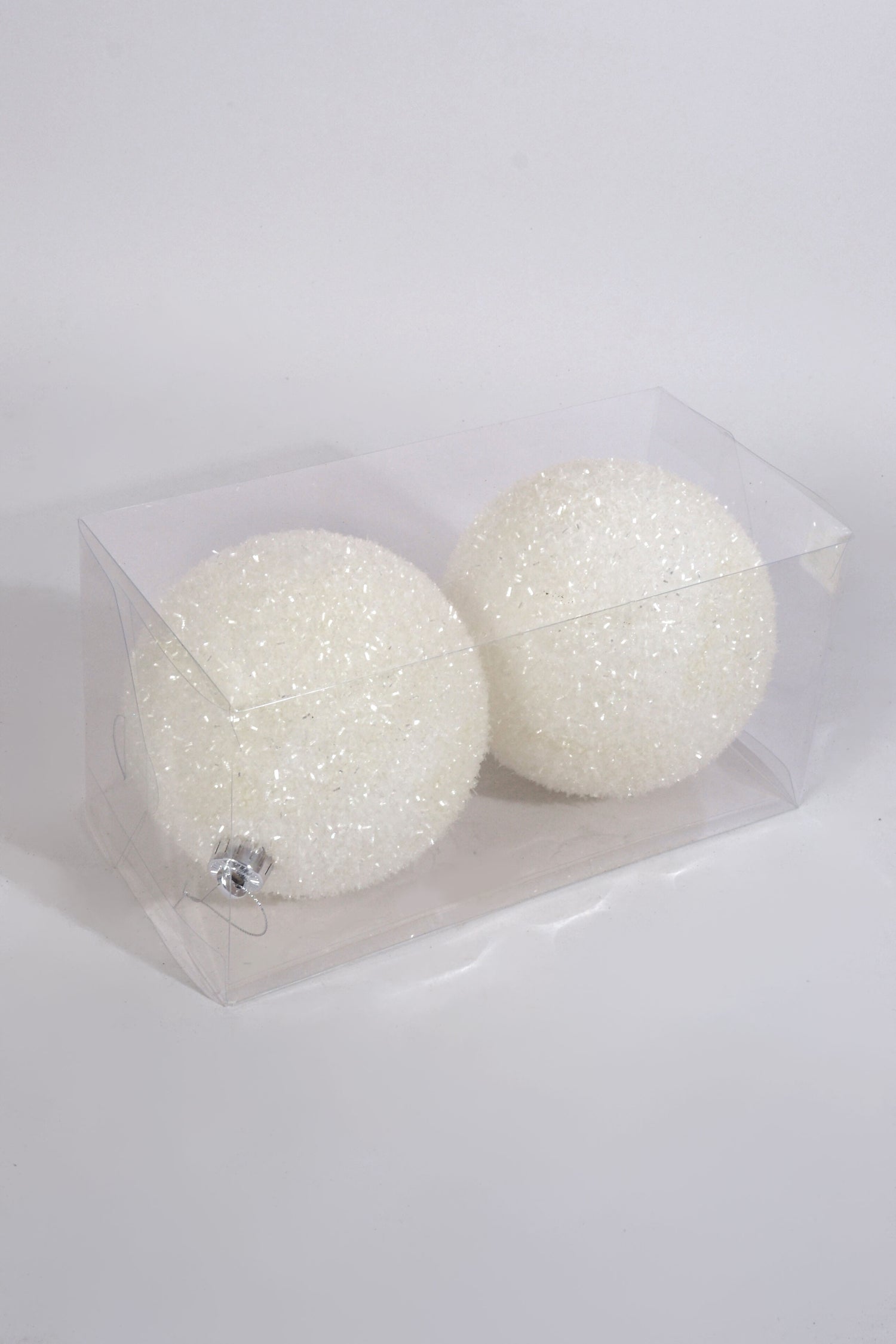 150MM VP Sparkle Tinsel Ball Ornament BX2 White