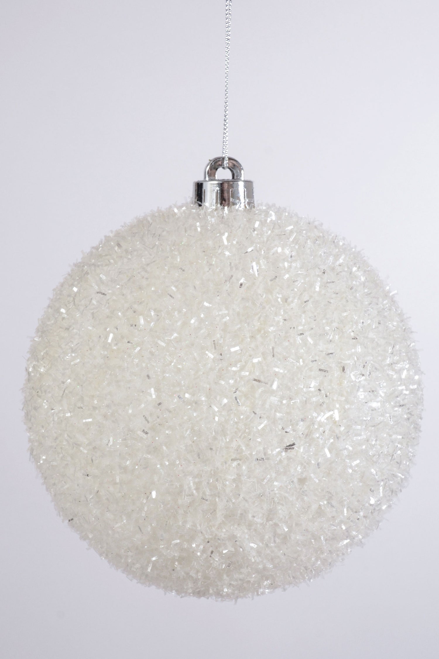 150MM VP Sparkle Tinsel Ball Ornament BX2 White