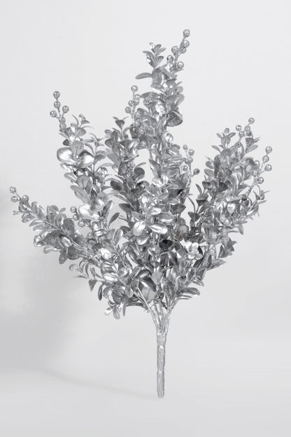 18" Metallic Eucalyptus Bush Silver