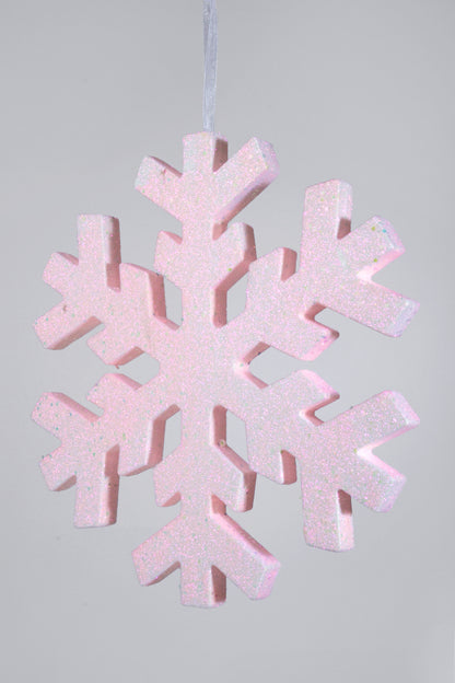 16" Foam Snowflake With Glitter Pink