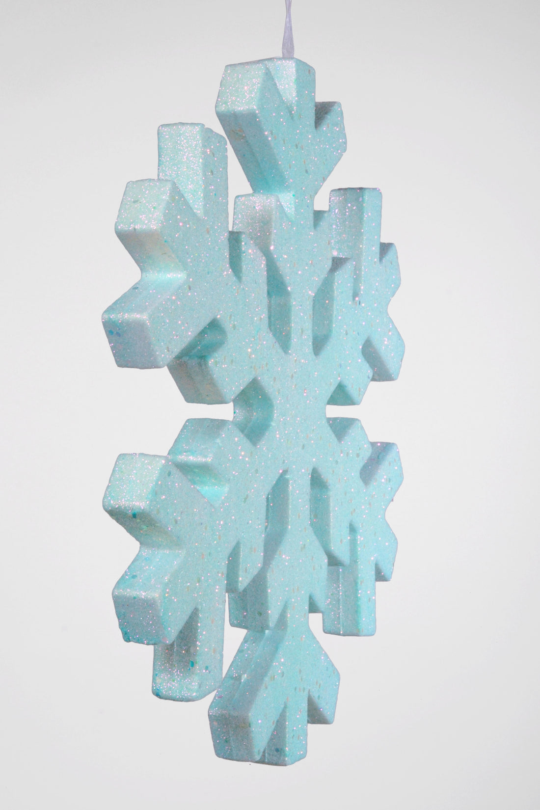 16" Foam Snowflake With Glitter Light Blue